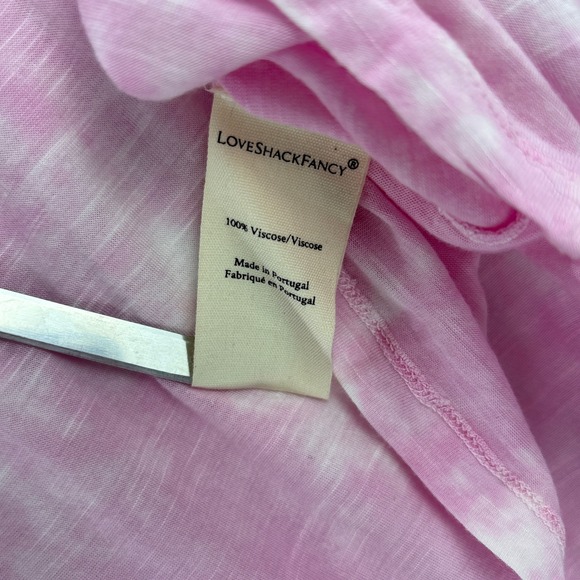LoveShackFancy Tie Dye Sheer Lightweight Henley Top Women's Medium Pink - Picture 13 of 16